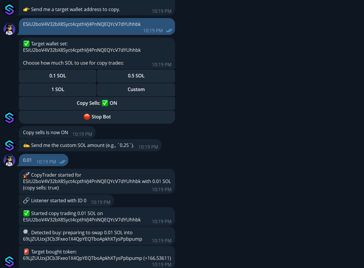 Solana Copy Trading Telegram Bot